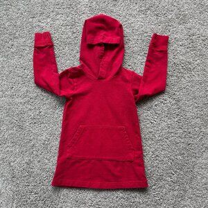 PRIMARY Dress, Hooded, Long sleeves, Red, 2T, kangaroo pocket